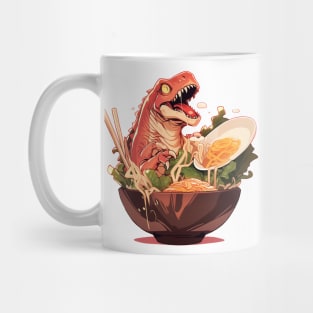 dinosaur in ramen bowl Mug